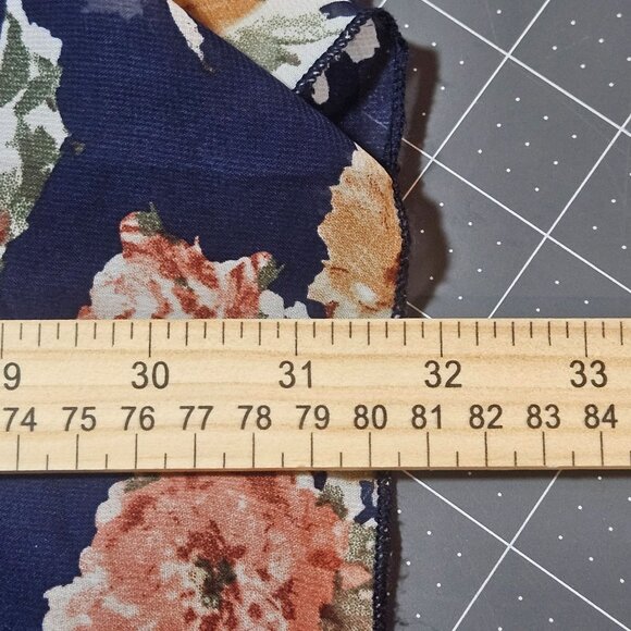 Boho Floral Off-The-Shoulder Dress Womens Medium Wilde Navy/Peach/White Polyeste - Picture 8 of 10